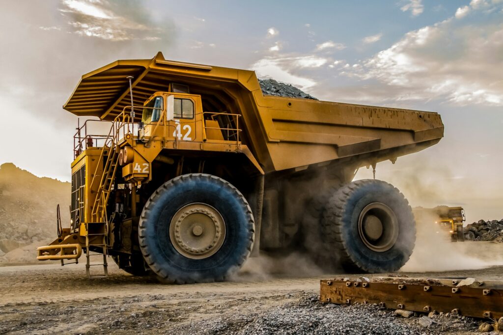 Dump Truck transporting Platinum ore for processing